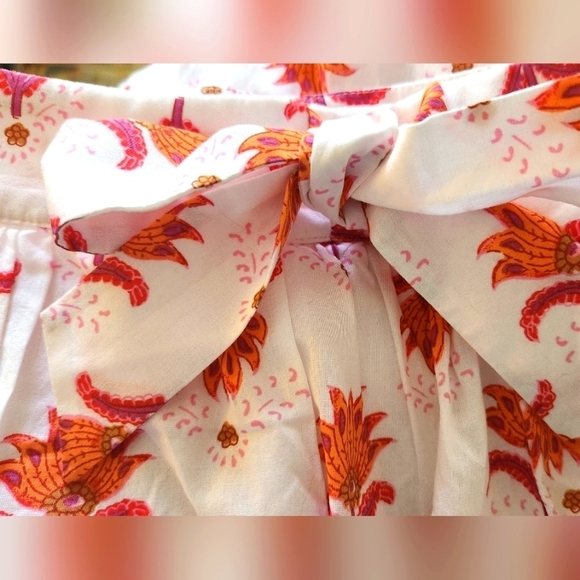 J. Crew Tiered Midi Skirt Fuschia/Orange Floral on White Waist Tie Sz 00 NWT - Picture 6 of 13